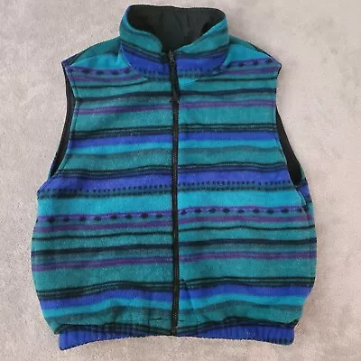 Vtg OP Ocean Pacific Vest Mens Small Reversible Black Aztec Sleevless Jacket • $49.50