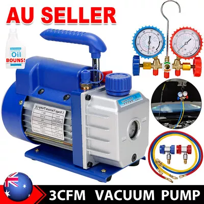 Air Conditioning Vacuum Pump Single Stage-3 Cfm Refrigeration Gauges R410a R134 • $128.95