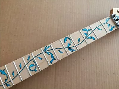 Maple Electric Guitar Neck Ibanez Style 24fret Blue Tree Inlay Maple Fingerboard • $59.99
