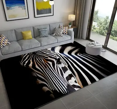 Cool Zebra Carpet HD Print Floor Mat Living Room Soft Sponge Anti-Slip Large Rug • $176.22