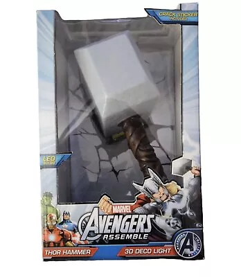 Box Thor Hammer 3D Deco LED Light Marvel Avengers Assemble W/Crack Sticker • $22.50