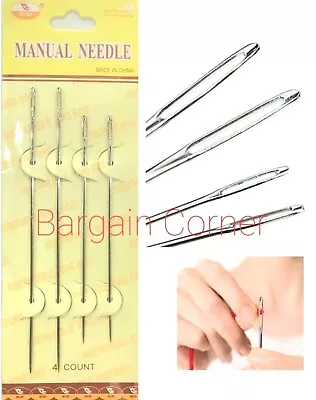 4Pc Jumbo Needle Extra Large Mattress Needles Soft Doll Craft Long Sewing Needle • £4.96