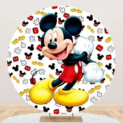 Round Mickey Mouse Party Decor Photo Backdrops Baby Shower Birthday Background • $42.83