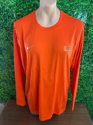 Univ. Of Miami Hurricanes Football Long Sleeve Shirt Nike Orange Size 2XL • $30