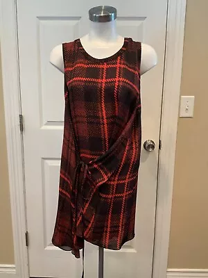 $408.30 • Buy Alexander McQueen Red Plaid Mini Dress W/ Asymmetrical Tie, Size 2 (US) 38 (IT)