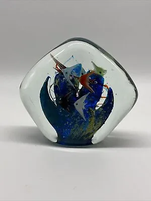 Murano? Style Blown Glass Art Fish Bowl Diamond Shape Aquarium Paperweight. Read • $27