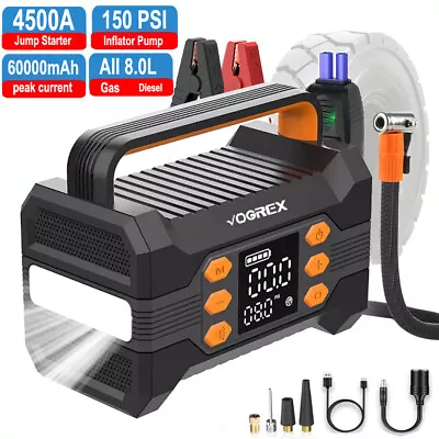 4500A 12V Car Jump Starter Battery Booster Charger +Air Compressor Inflator Pump • £58.58