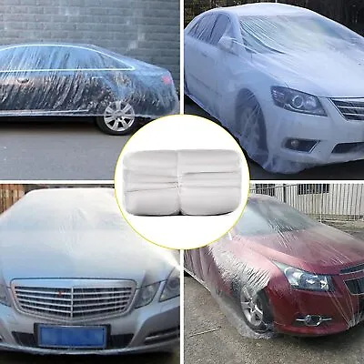 Disposable Clear Plastic Temporary Universal Car Cover Rain Dust Garage Cover • $11.69