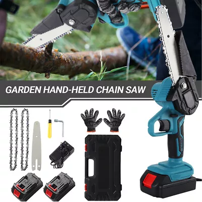 6  Electric Mini Handheld Chainsaw Kit Cordless Chain Saw + 2 Battery + Chains • $37.90