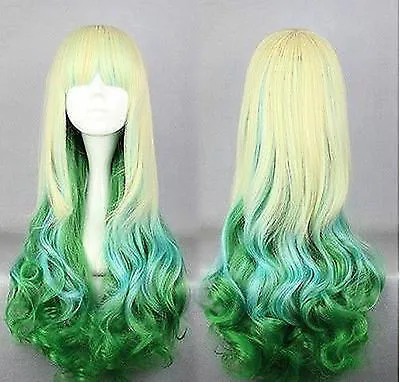 New Role-playing LoLita Blonde/blue/green Curly Length Cosplay Party Wig • £16.20