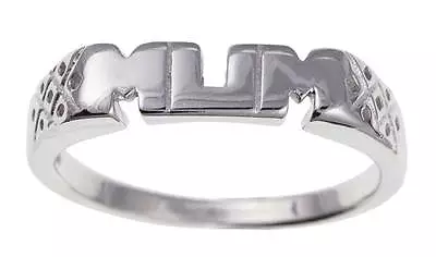 Sterling Silver Mum Ring Large Sizes Block Polished Mummy Mother Band Gift Box • £11.99