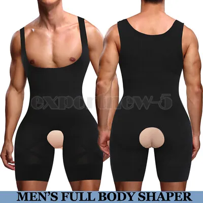 Men Slimming Body Shaper Tummy Control Underwear Compression Bodysuit Girdles • £6.79