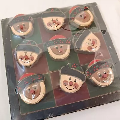 Vintage Christmas Snowman & Santa Wooden Tic Tac Toe Board/ Game Collectible NIP • $15