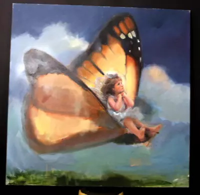 Fairy Flying On Monarch Butterfly Original Larger Painting Mary Baxter St Clair • $489