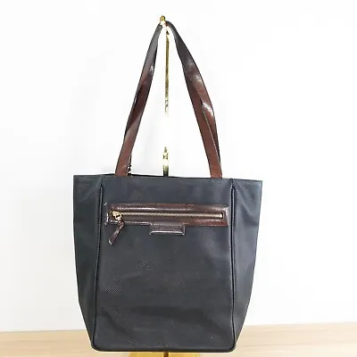 Vintage BOTTEGA VENETA Bag Black Shoulder Bag Leather Tote PVC Marco Polo ITALY • $188.88