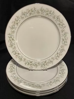 Noritake Savannah 2031 Dinner Plate Platinum Rim Floral Pink Set Of 4 *608 • $30