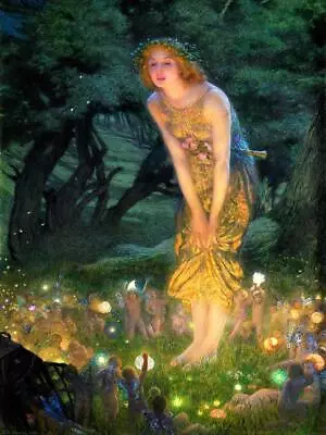 Midsummer Eve (1908) E.R. Hughes Fairy Dance Fantasy Wall Art Poster Print • £10.99