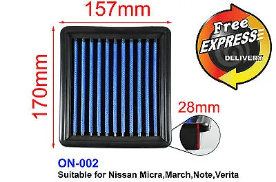 $65 • Buy Air Filter Simota Blue For Nissan Micra March Note ON-002