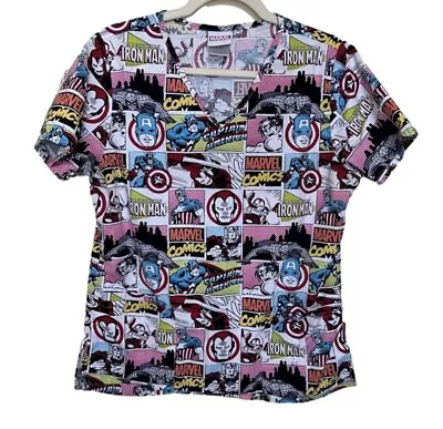 Marvel Avengers Women’s S Comic Book Style Medical Scrub Top • $12