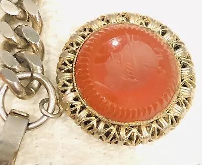 Antique Victorian Vintage Cornelian Greek Man Cupid Carved Cameo Bracelet • $19.99