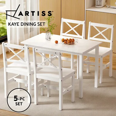 Artiss Dining Chairs And Table Dining Set 4 Cafe Chairs Set Of 5 4 Seater White • $259.95