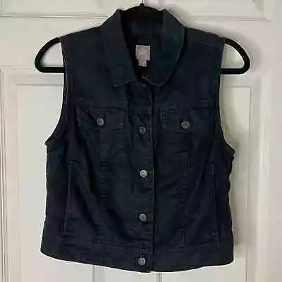 J. Jill Blue Denim 100% Linen Button Front Sleeveless Vest Women’s Small • $22