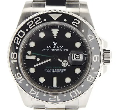 Mens Rolex Stainless Steel GMT-Master II Watch Black Dial & Ceramic Bezel 116710 • $23465.55