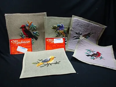 Madeira Needlepoint Canvas Lot 5 Birds - 2 Are Complete - 3 W/PreDone Birds Only • $24.95