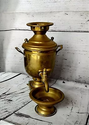 Antique Vintage Brass Samovar Stamped Face Camel Russian Mini Tea Pot And Cup • $60