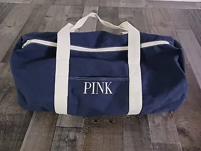 Victoria's Secret PINK Navy Blue Canvas Duffle Gym Weekender Travel Bag • $12