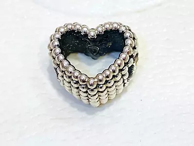 Authentic Pandora Silver Beaded Open Love Heart Bubble Charm 797516 Retired • $29