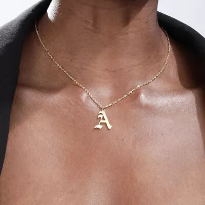 A-Z Letter Initial Necklaces Women Men Stainless Steel Chain Pendant Necklace • $8.99