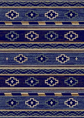 Star Vally Area Rug Runner Southwest Lodge Cabin Navy Ivory *FREE SHIPPING* • $39.99