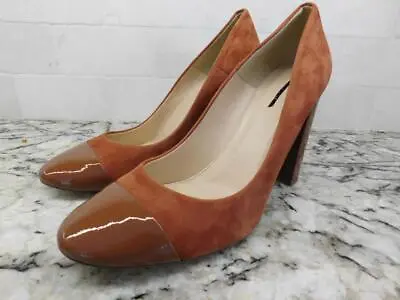 JCrew Lena Suede Pumps Satin Cap Toe $258 7 Heels Shoes F5588 Dark Cognac SWAG • $69.30