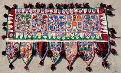 Ethnic Rabari Tribal Tapestry Mirror Embroidery Decor Door Valance Indian Toran • $0.99