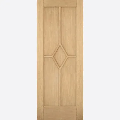 Internal Reims Oak Pre Finished Diamond 5 Panel Solid Doors • £94.99