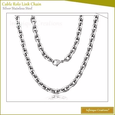 Stainless Steel Silver Cable Rolo Link Chain Necklace Men Women 1.5mm-8mm 7-38  • $8.19