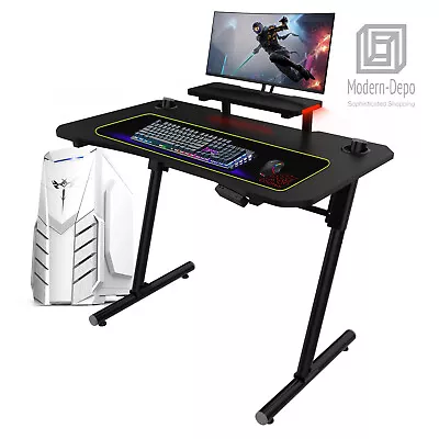 Computer Gaming Desk With LED Lights Monitor Stand 41 Inch PC Table Workstation • $69.99