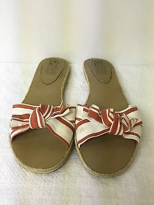 MRKT Market Faith Slip On Sandal Shoe Flat Coral Cream Fabric Upper Size 8 • $14.99