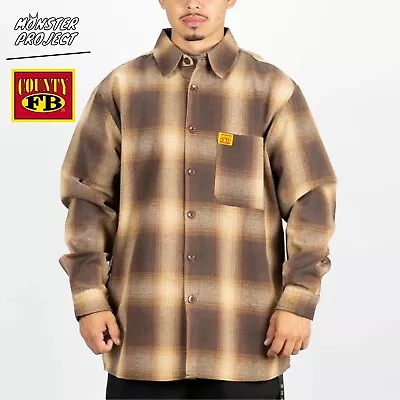 Fb County Mens Classic Long Sleeve Flannel Shirt Plaid Checker Shirt Hip Hop • $37.95