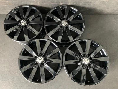 $895 • Buy (4) VW Volkswagen Golf Jetta GLI Gloss Black Wheels Rims + Caps 17  Hol.69936