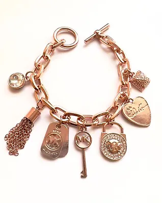 MK Michael Kors Charms Chain Bracelet Womens Jewelry Accessory Rose Gold Tone • $22.60