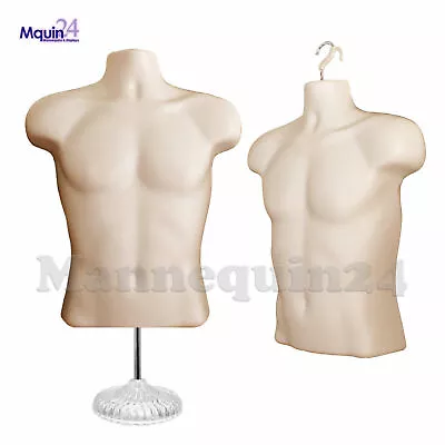 1 Mannequin Torso Flesh Male With Stand & Hanger -Plastic Men's Body Form  • $54.85