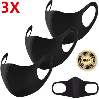 3Pcs Reusable Foam Sponge Face Mask Cloth Washable Breathable Black Face Cover • $7.99