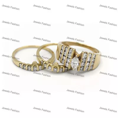 2Ct Simulated Diamond Bridal Set Engagement Ring Band In Yellow Plated Silver • $123.74