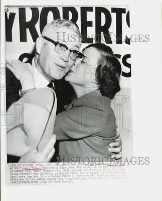 1961 Press Photo Representative Ray Roberts Kissed By Wife In McKinney Texas • $20.88