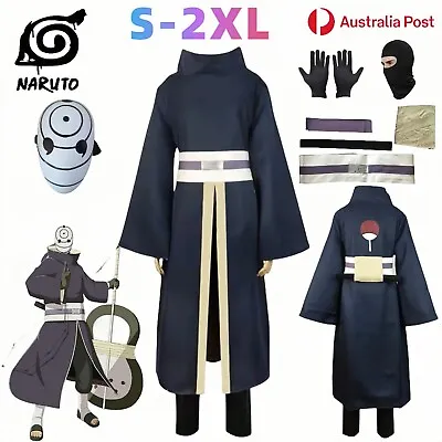 $23.95 • Buy Naruoto Akatsuki Ninja Uchiha Obito Cosplay Costume Mask Kimono Halloween Party