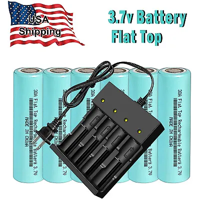 3.7v Rechargeable Battery Charger 3.7v Rechargeable Battery Flat Top Cell Lot • $10.59