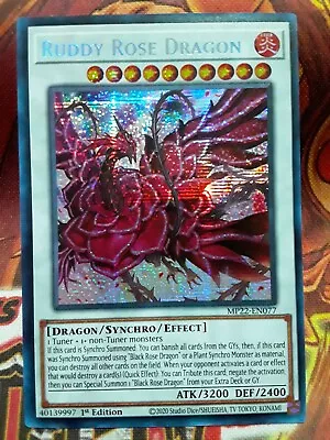 Yugioh Ruddy Rose Dragon Prismatic Secret MP22-EN077 1st Ed Near Mint • $1.16