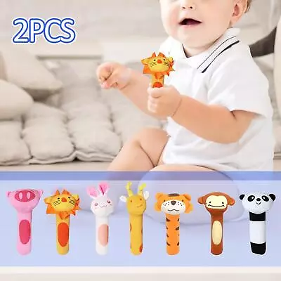 2Pcs Hand Rattles Shaker Stuffed Animals Developmental Toy • £6.60